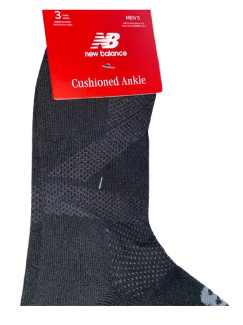 New Balance 3 Pair Men's Black Cushioned Ankle Socks Shoe Size 8-12.5 - Picture 2 of 4